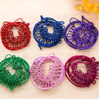 Pack of 2  Plastic Clothesline  Retractable Laundry Drying Rope for Indoor/Outdoor Use - Compact Design for Camping & Travel